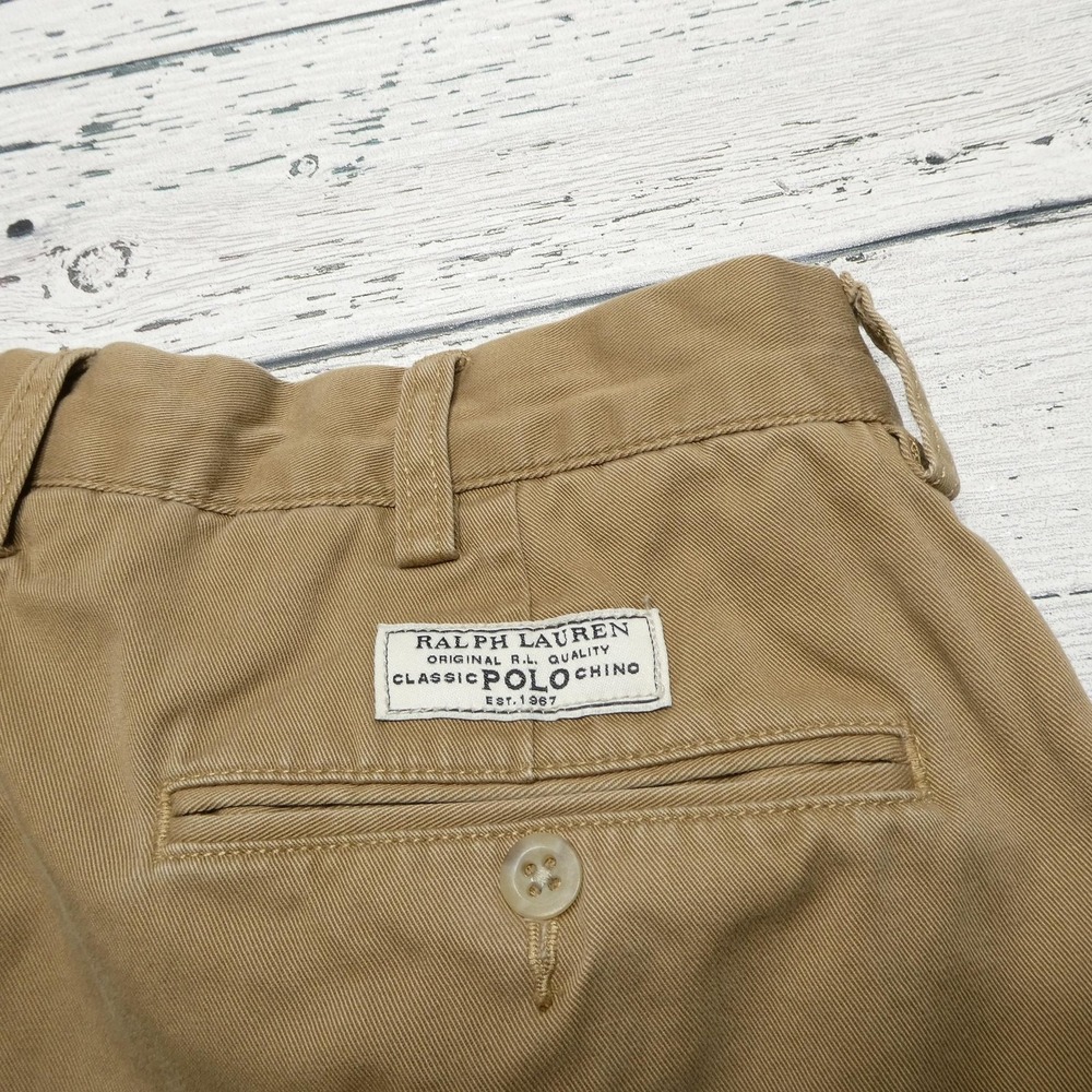 Polo Ralph Lauren Prospect Pants Mens 34x29 Beige Chino Classic Fit Pleated - Picture 2 of 9